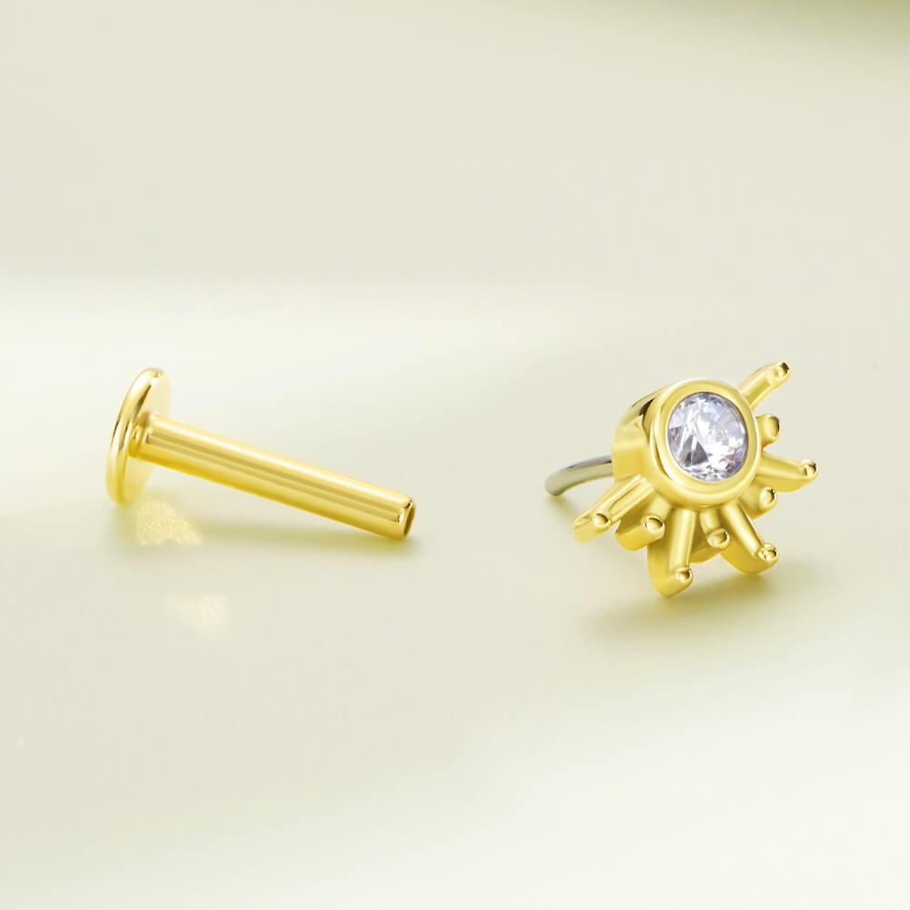 sun real gold cartilage earrings