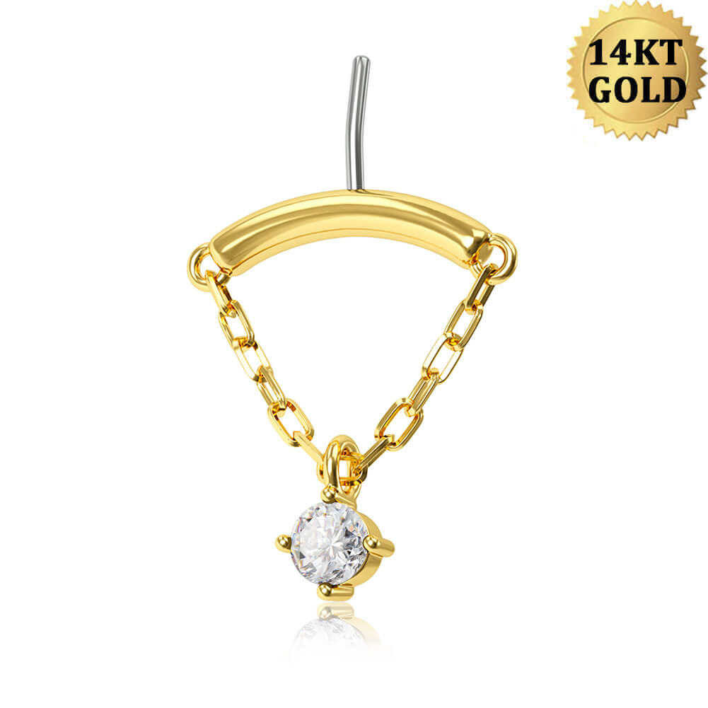 14k gold cartilage chain earring