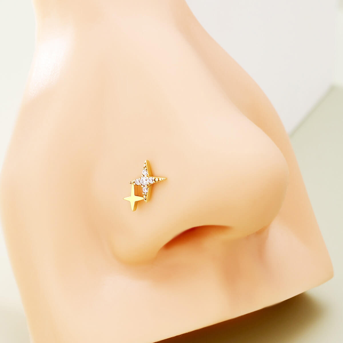 double star nose stud 