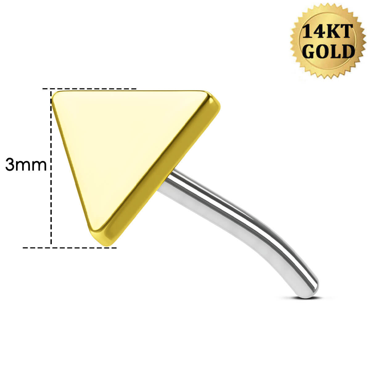 14K Solid Gold Flat Triangle Shape Push Pin
