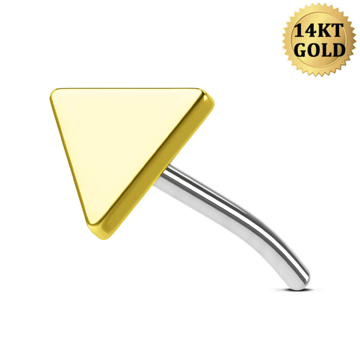 14K Solid Gold Triangle Threadless Nose Ring – OUFER BODY JEWELRY