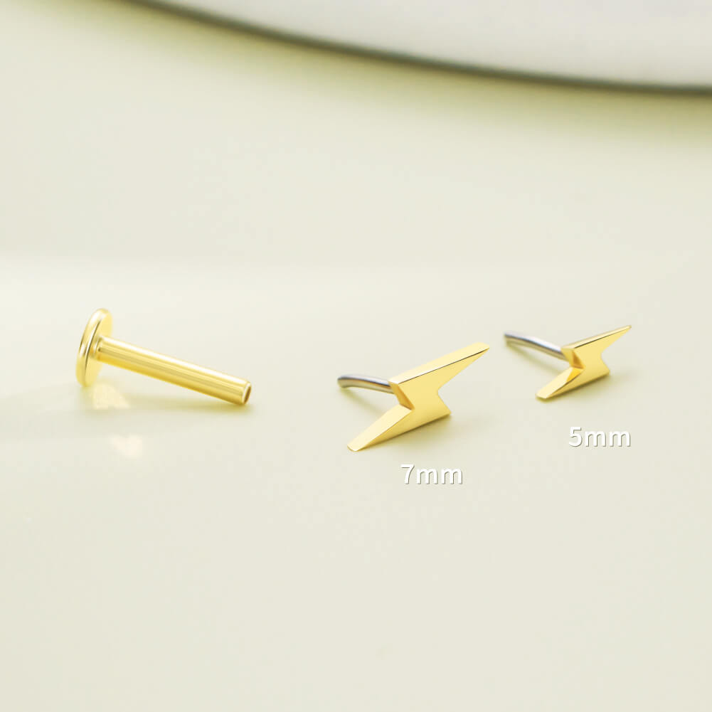 threadless lightning bolt nose stud