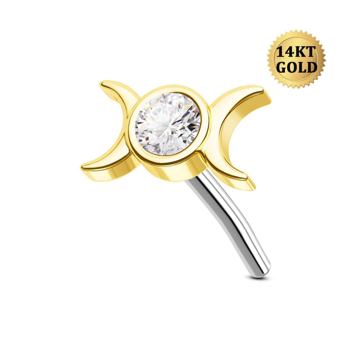 moon phase flat back nose stud