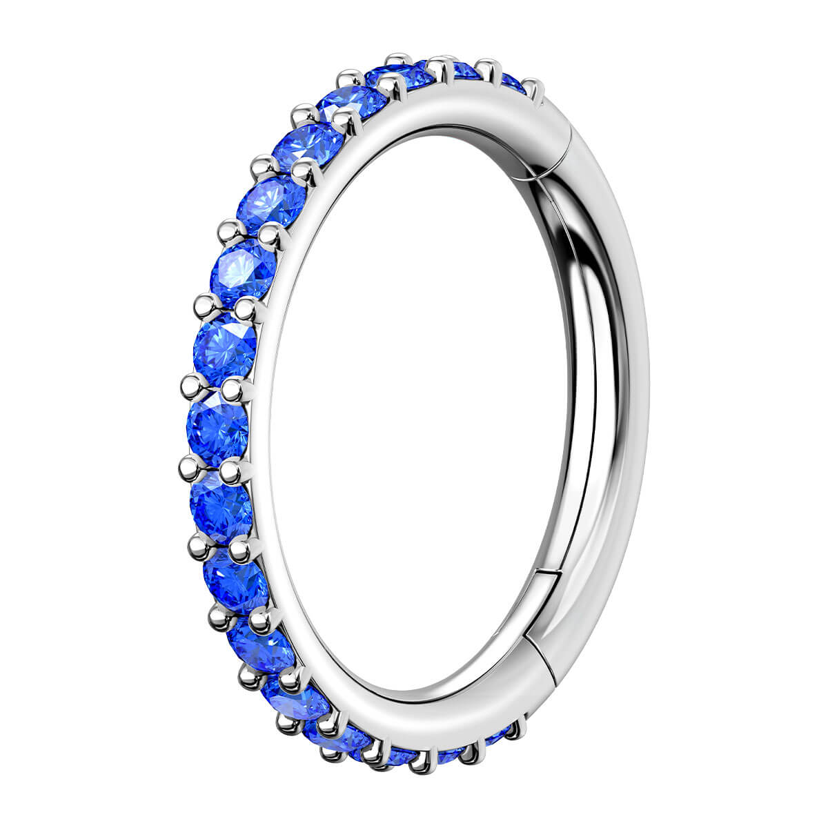 20G Pink CZ Hinged Segment Nose Ring