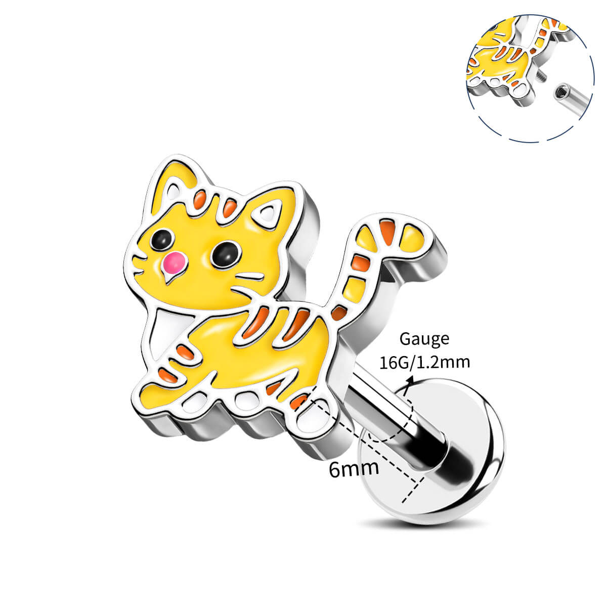 16g cat cartilage earring stud
