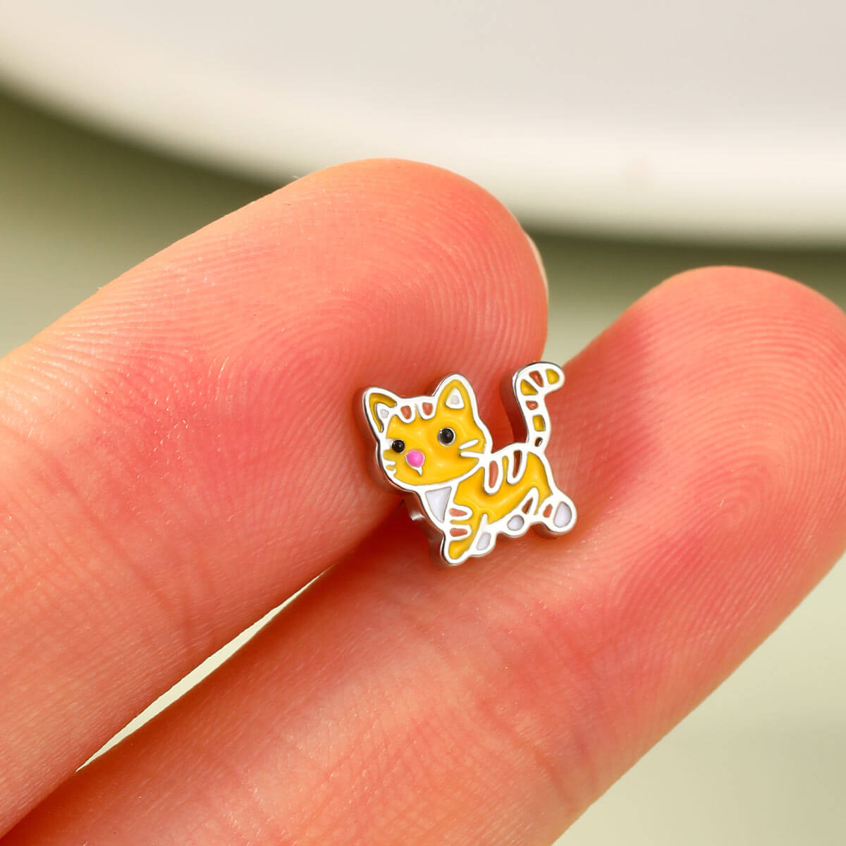 cute cat cartilage earring stud
