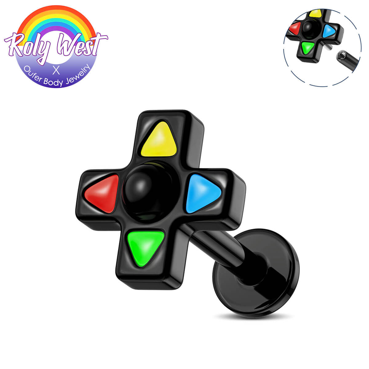 black arrow key cartilage stud