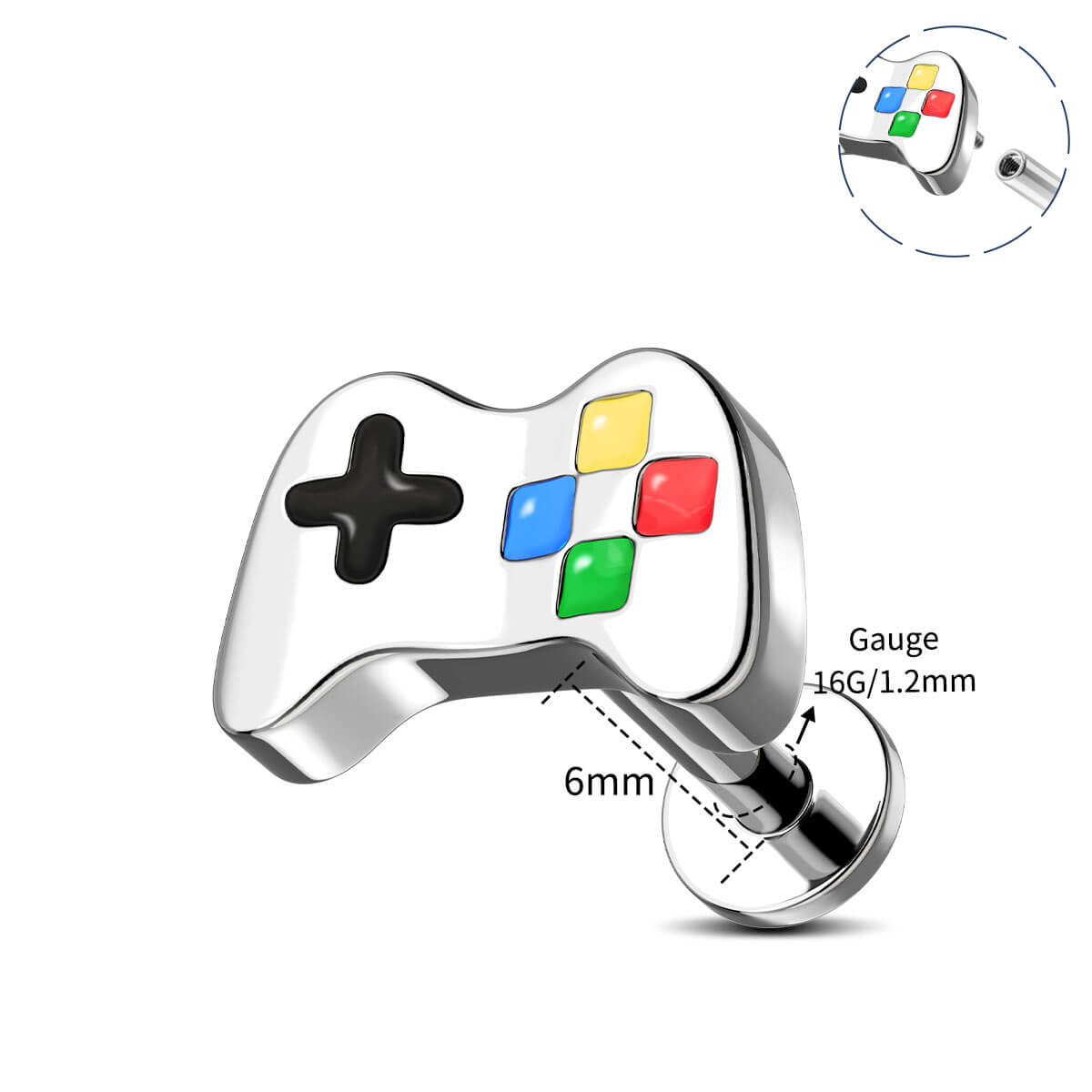 16g game controller cartilage stud 
