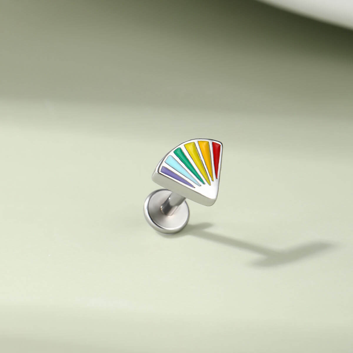 flat back rainbow fan cartilage stud 