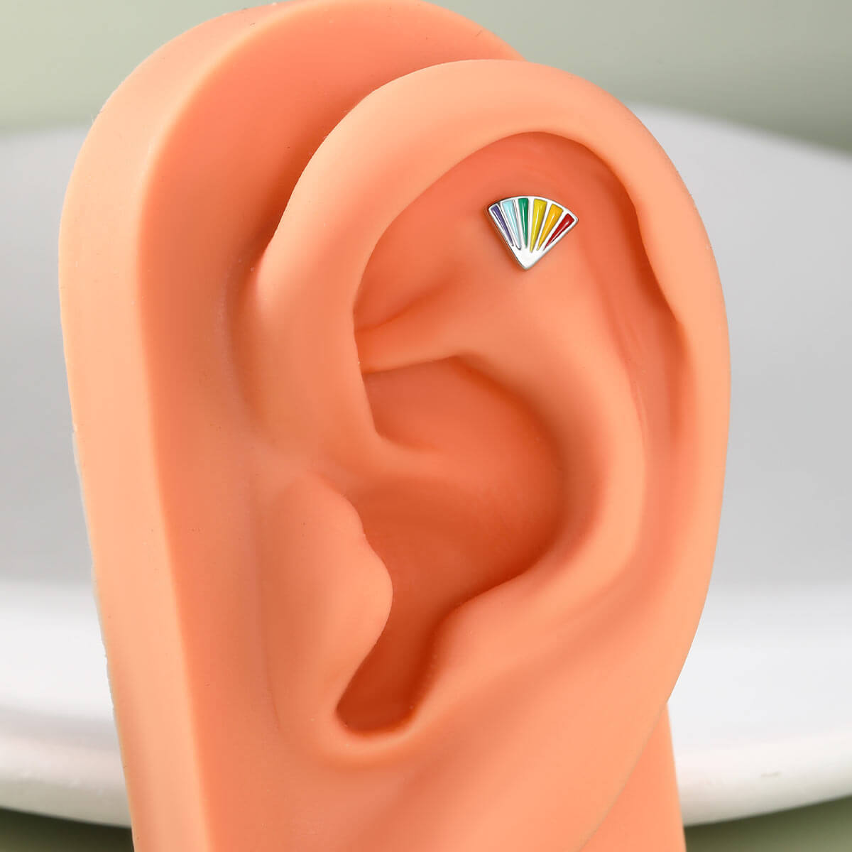 rainbow fan cartilage piercing