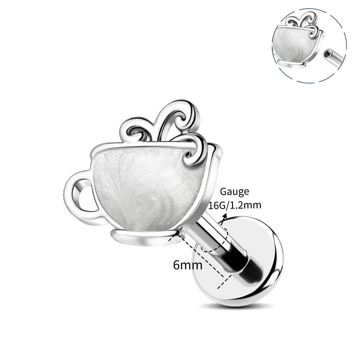 16g teacup cartilage stud 