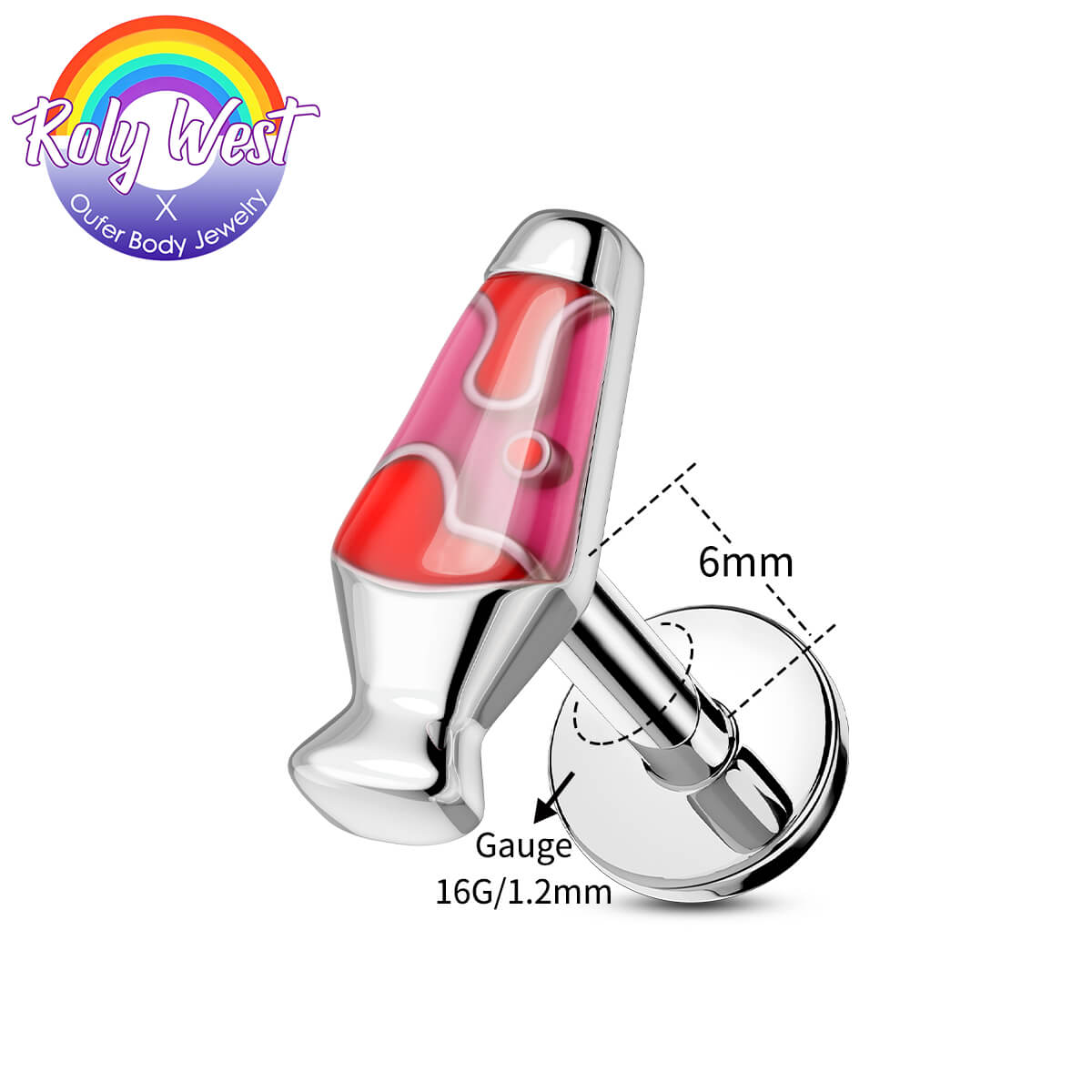 Oufer X Roly Glow in the Dark Lamp Cartilage Labret Stud