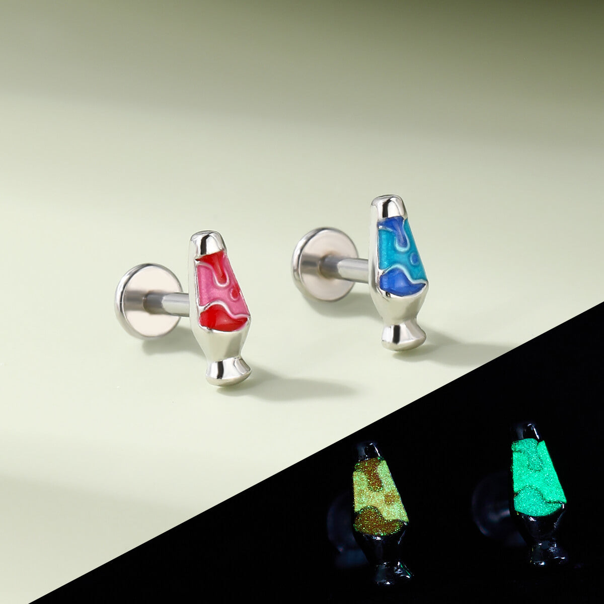 glow in the night lamp cartilage stud 