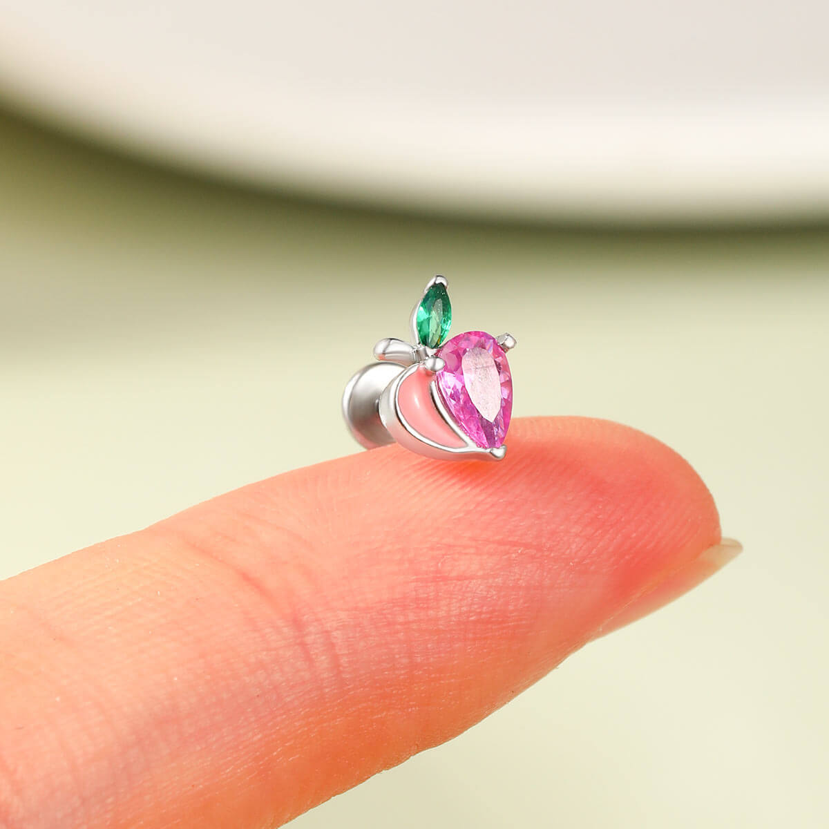 flat back pink piercing stud