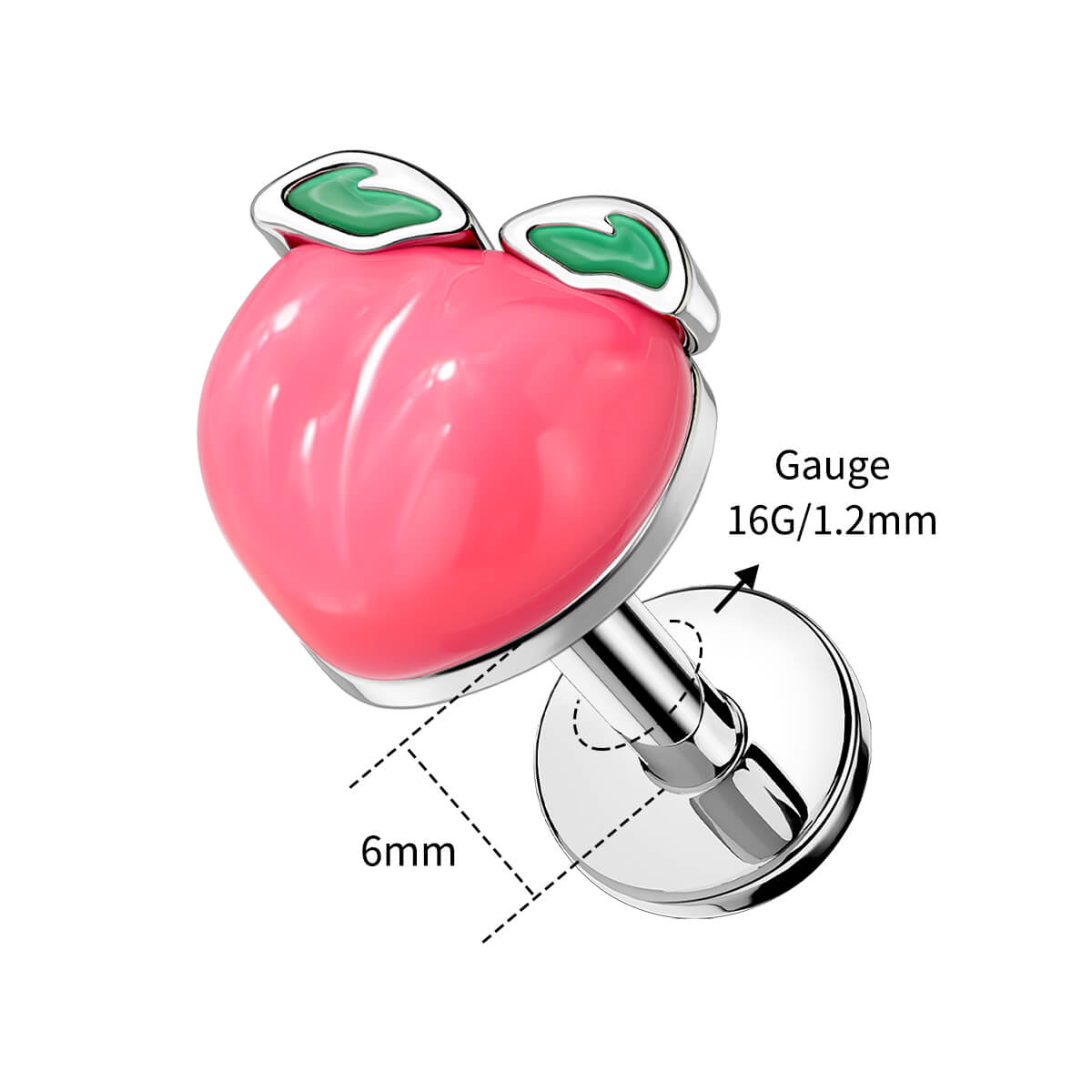 16g Peach cartilage stud 