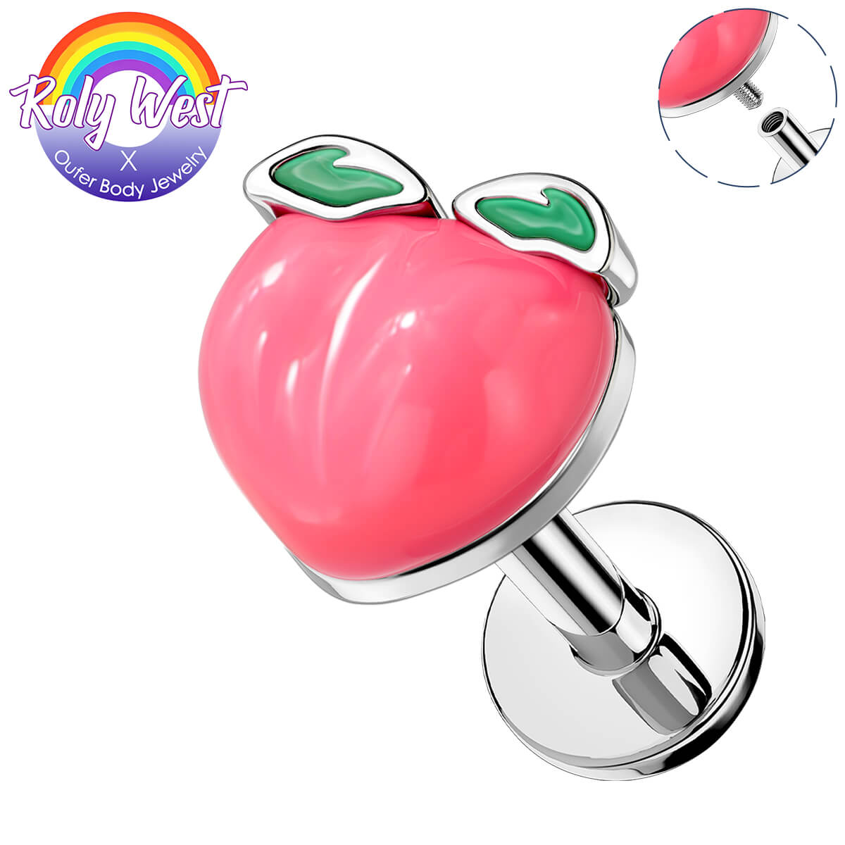 Peach cartilage stud 