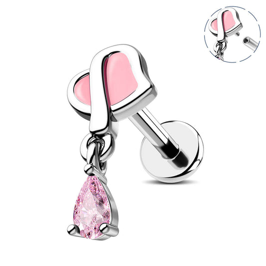 heart cartilage earring stud