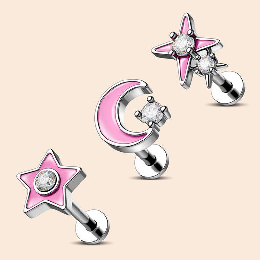 pink helix stud 