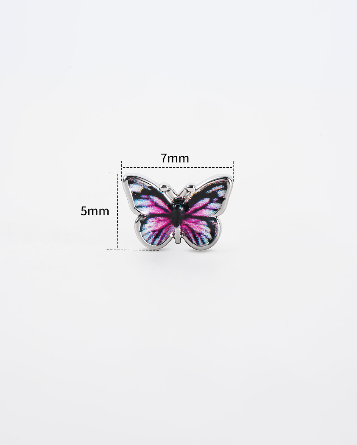 Pink Butterfly Internally Threaded Helix Stud