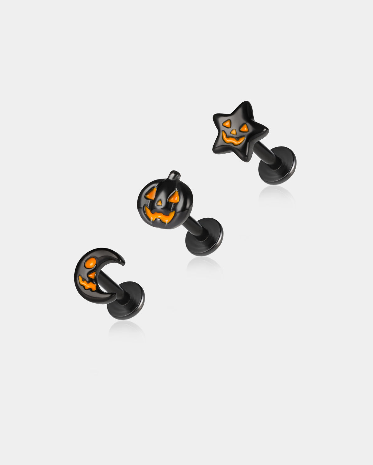 3PCS Star Moon Pumpkin Internally Threaded Helix Stud