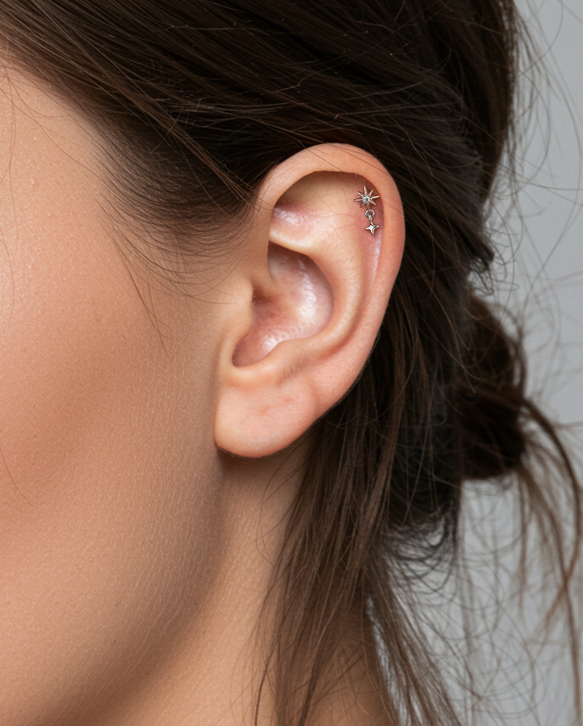 Titanium CZ Star Cartilage Stud