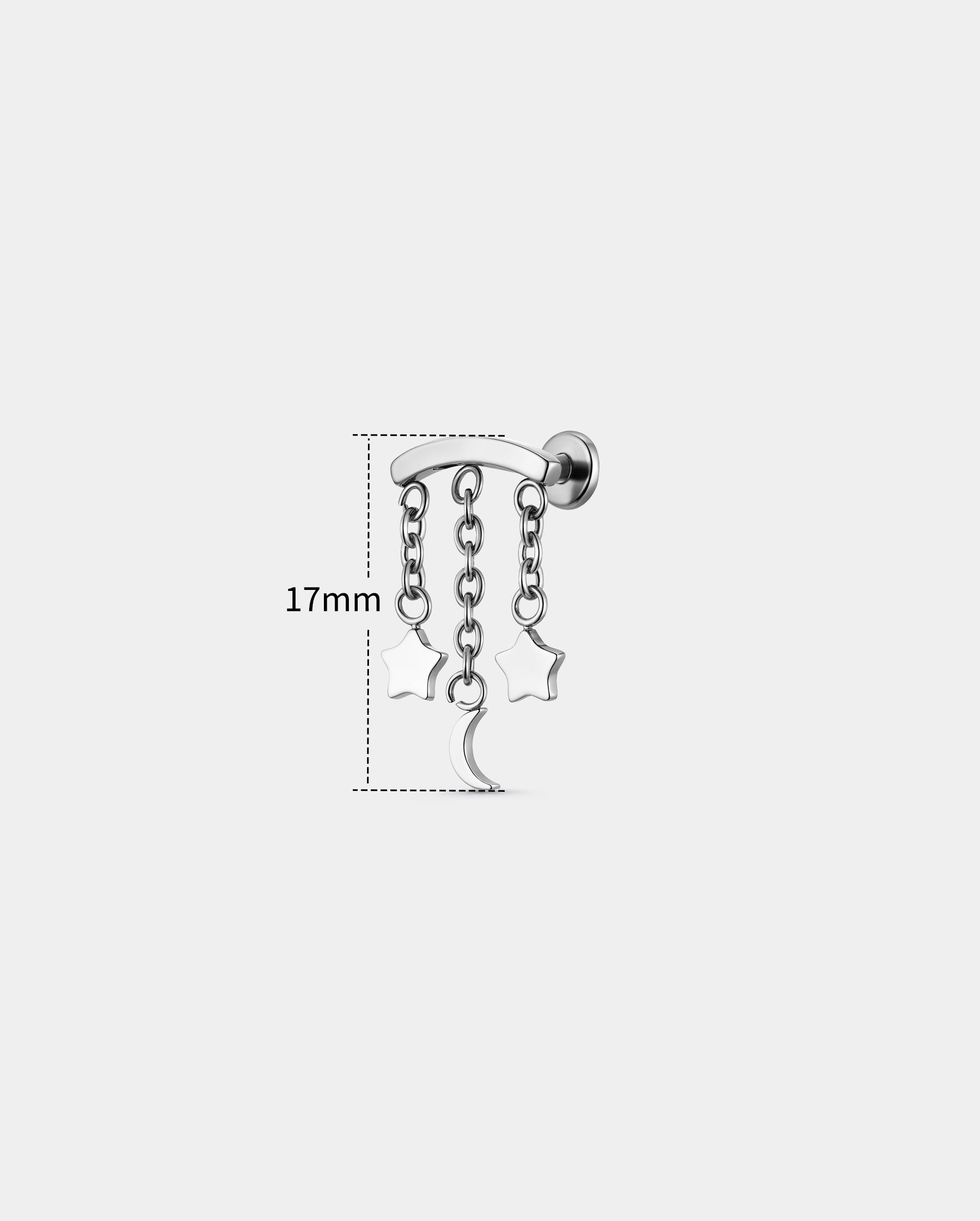 Star & Moon Chain Threadless  Hidden Helix Stud