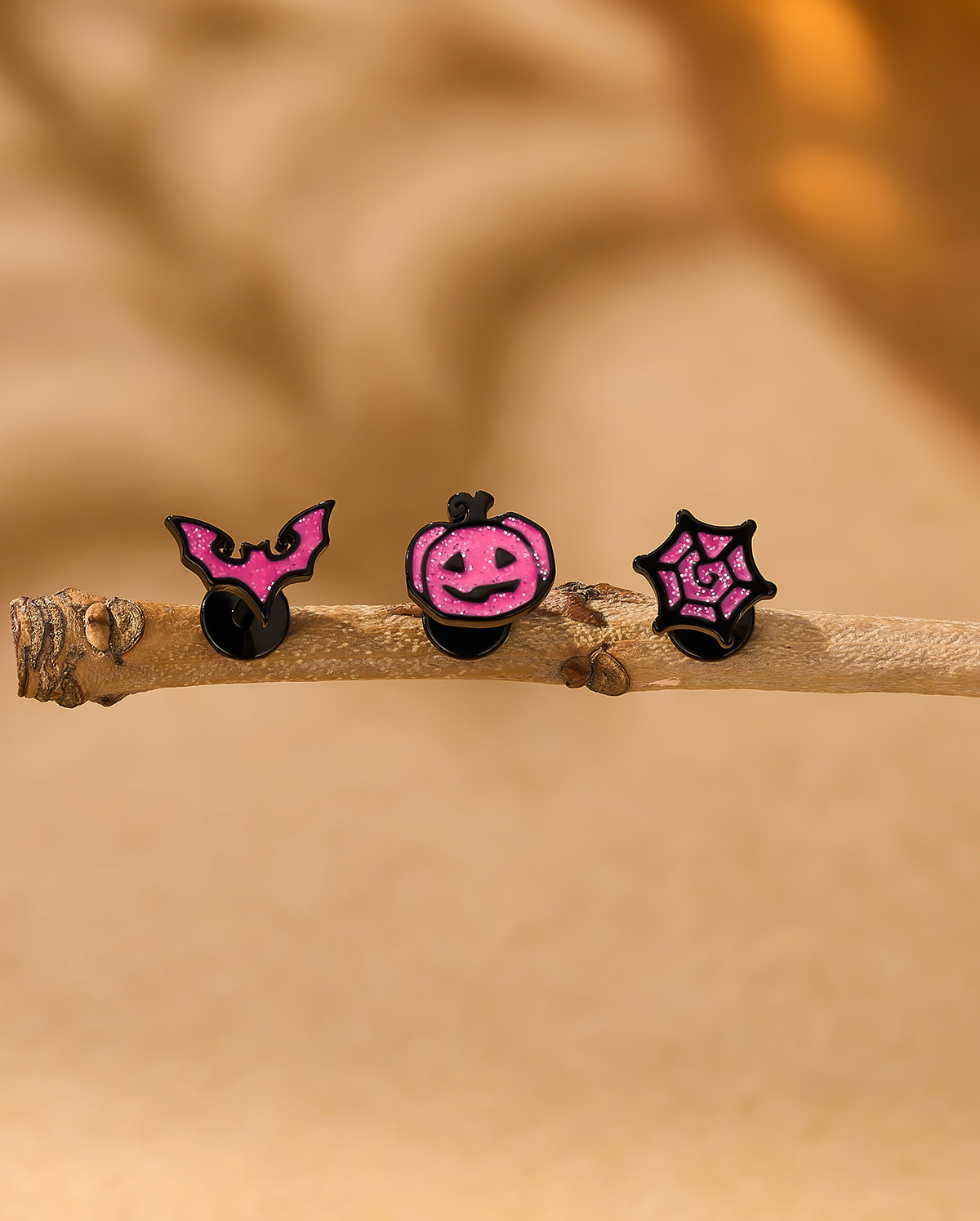 3PCS Pumpkin Bat Spider Web Cartilage Stud Set