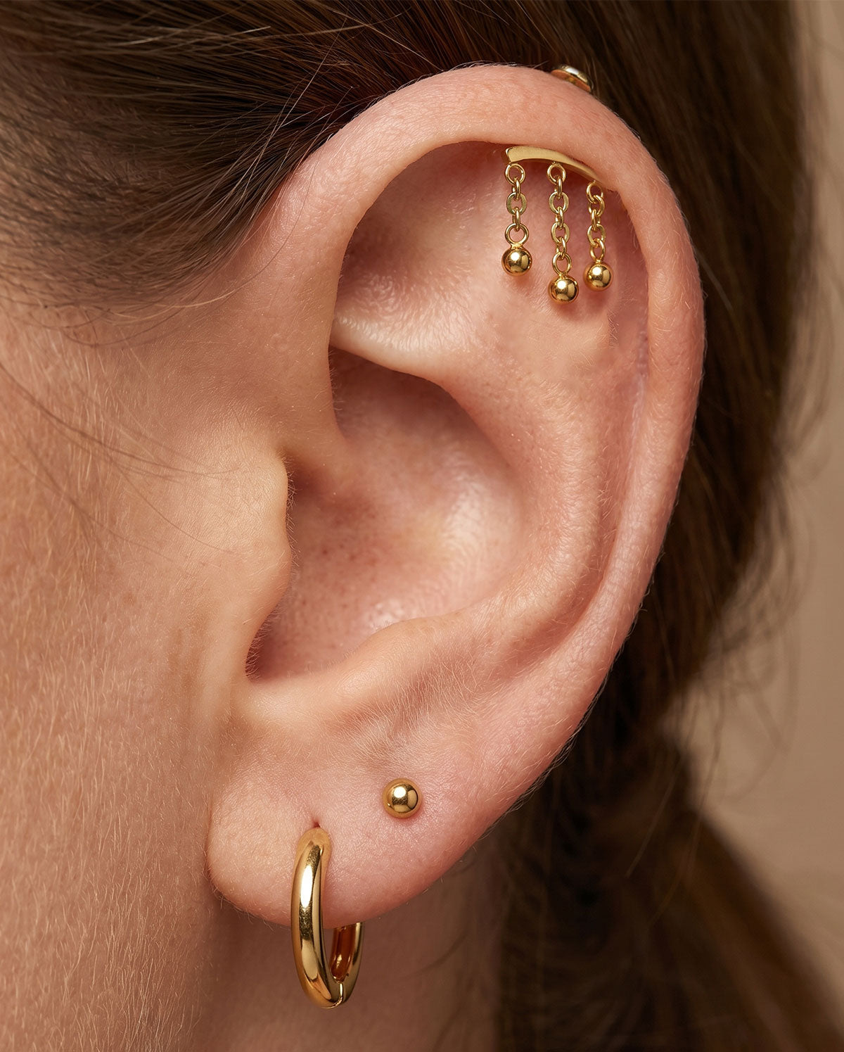 Triple Chain Ball Threadless Vertical Helix  piercing