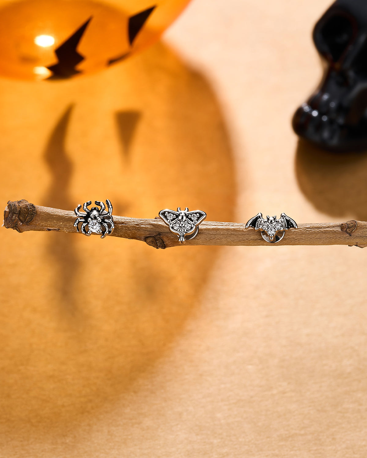 3PCS CZ Spider Bat Moth Cartilage Stud Set