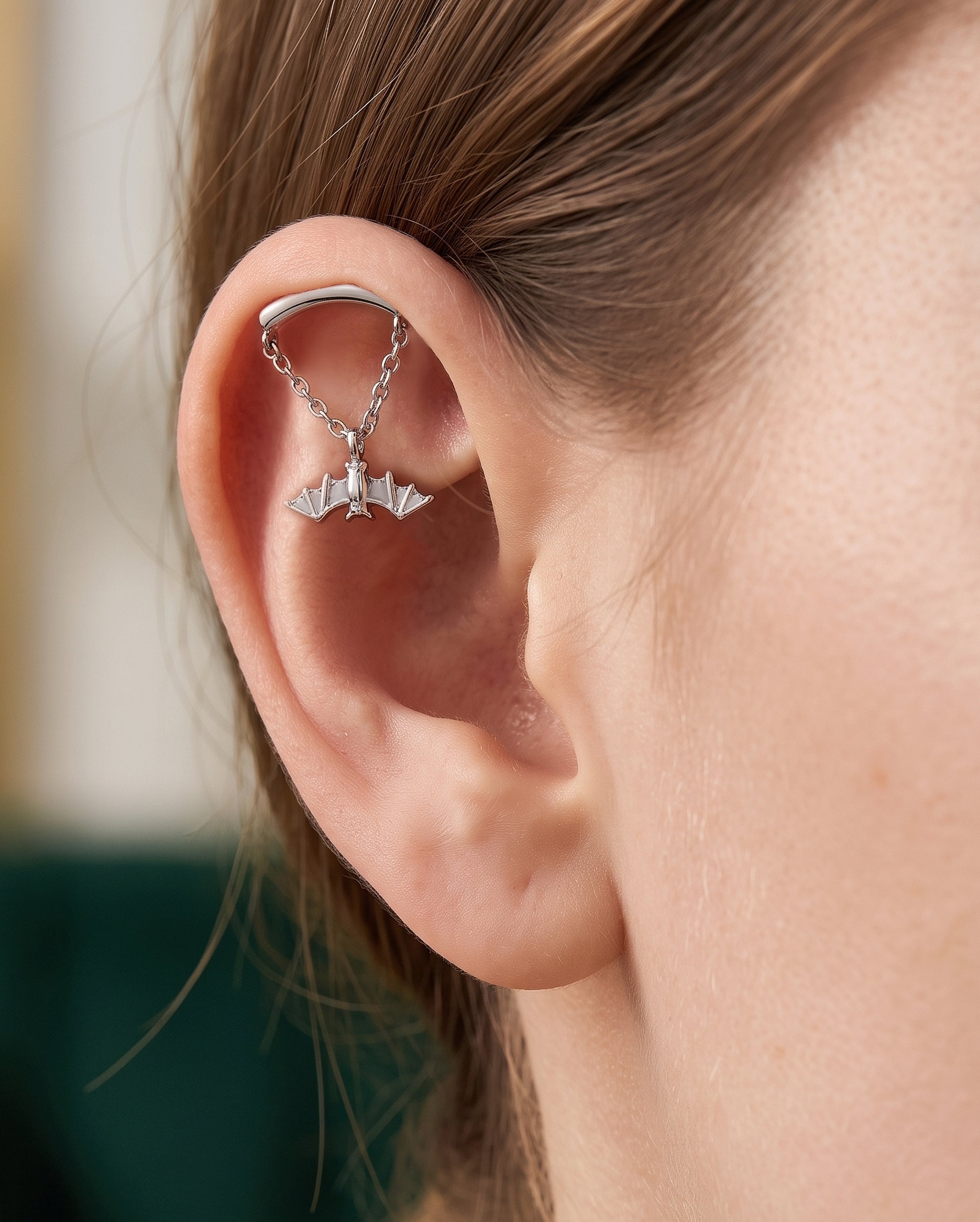 bat chain dangle helix piercing