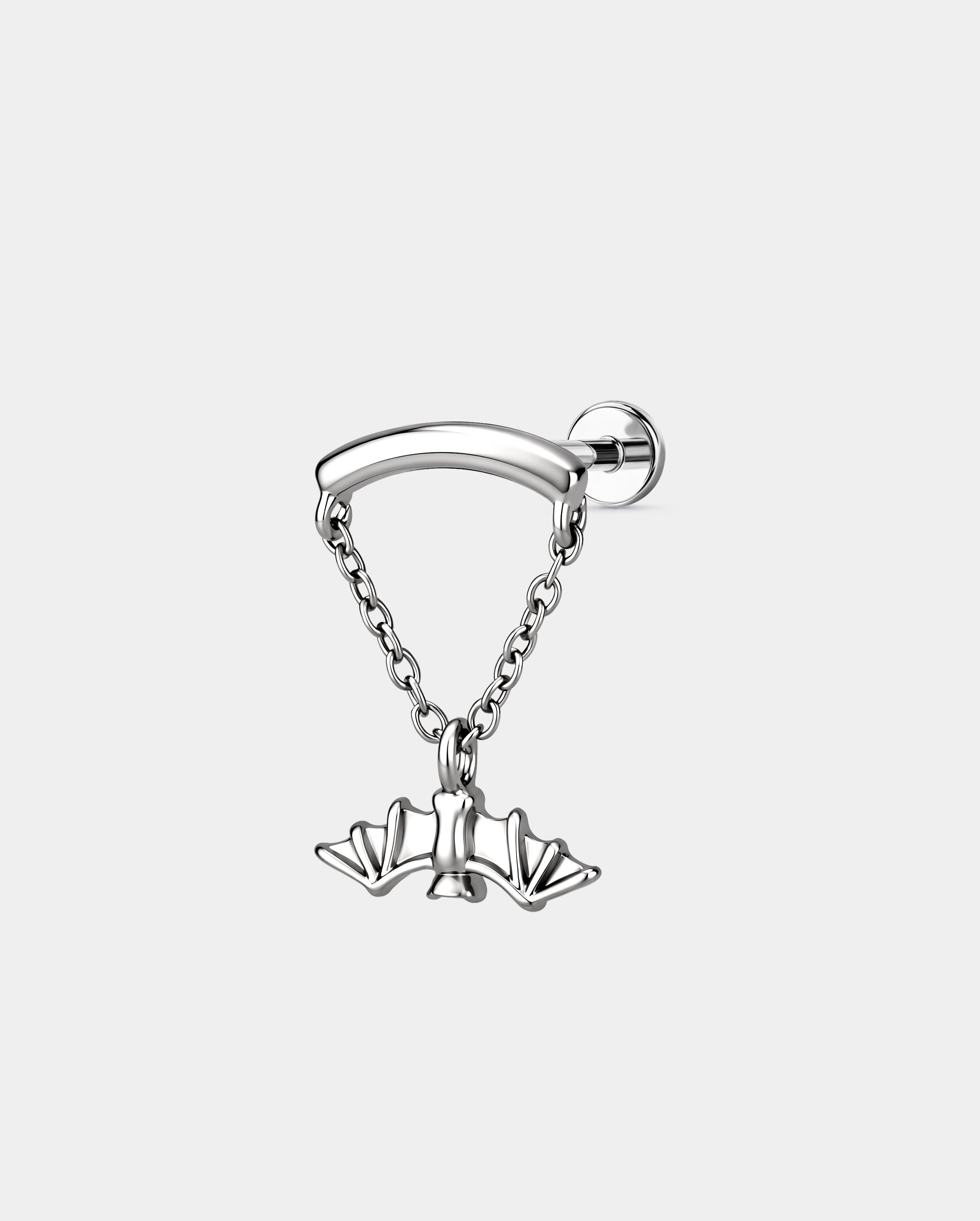 bat chain cartilage stud