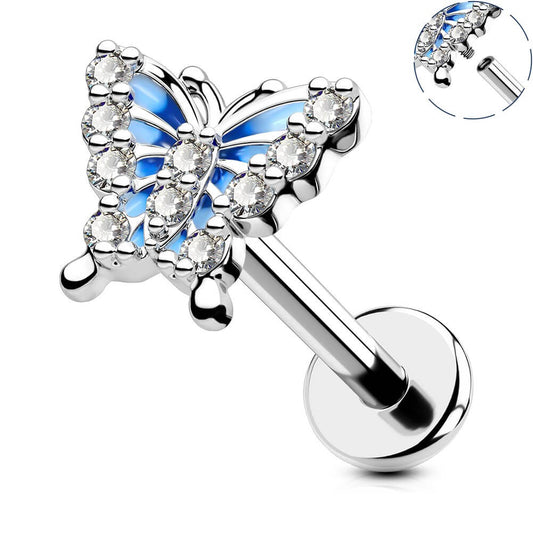 oufer butterfly labret stud jewelry