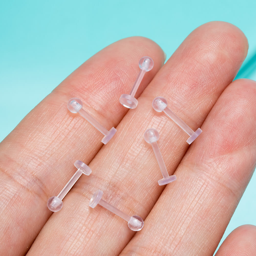 Vertical Labret Transparent Lip Ring Fake Piercing 1pcs Labret