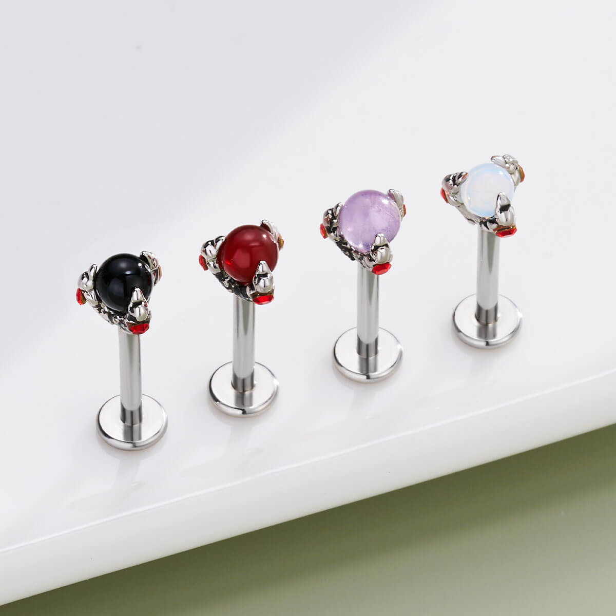 OUFER Titanium Piercing Studs 16G - Helix, Tragus, Conch Met Roze CZ Steen - Internally Threaded