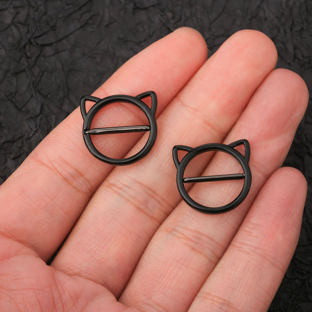 14G Black Kitty Clicker Nipple Shield Set