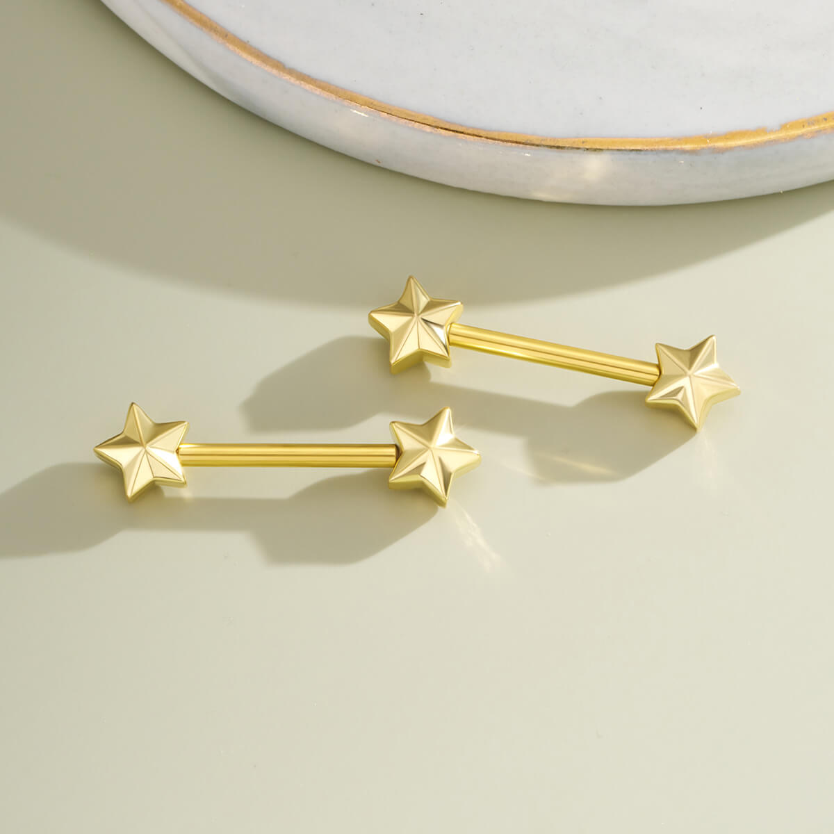star 14k gold nipple rings