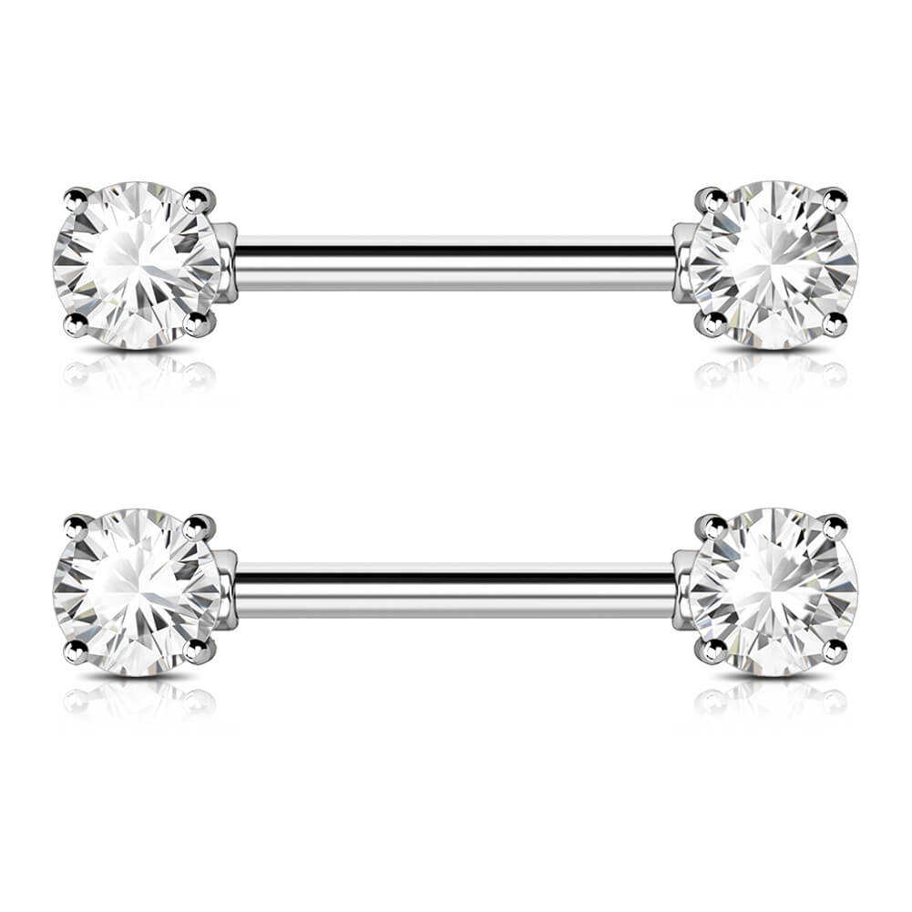OUFER Anneaux Téton Piercing Titane 14G - Clicker Nipple Rings Avec Zirconias