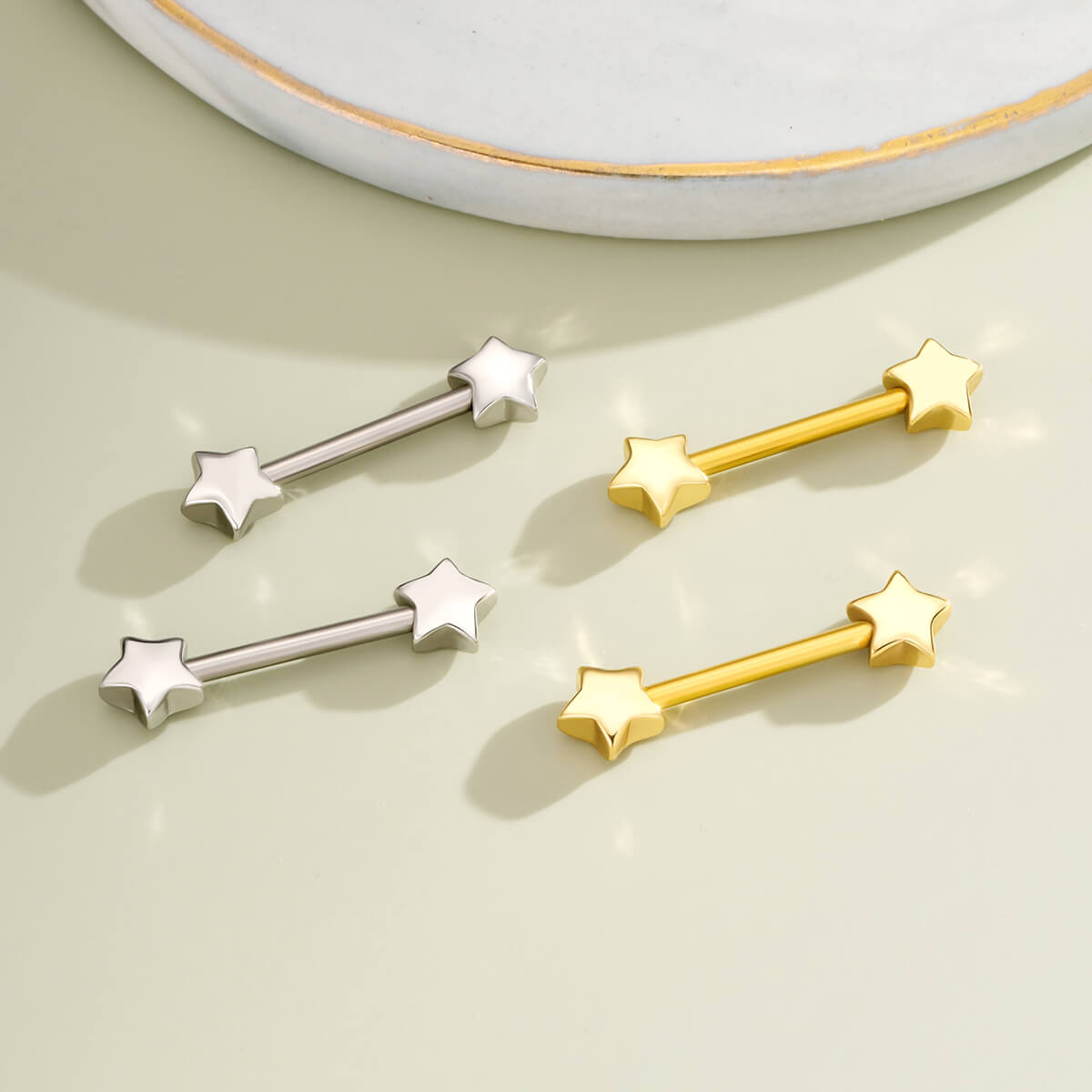 oufer star surgical steel nipple rings