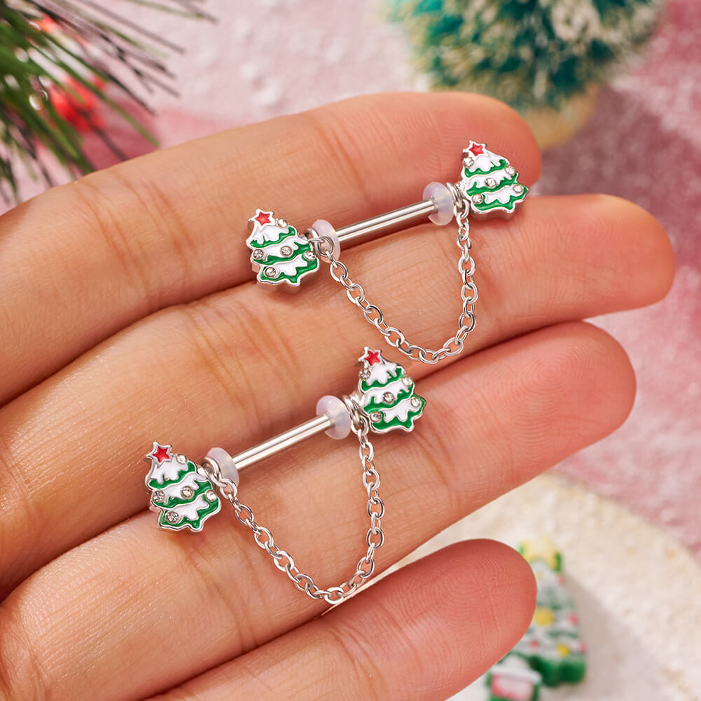christmas tree nipple rings
