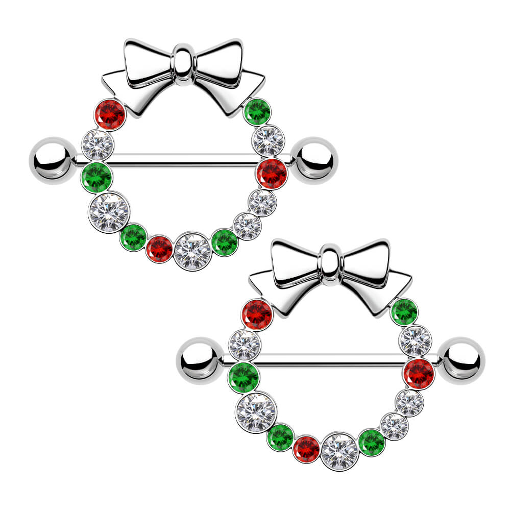 christmas wreath nipple rings