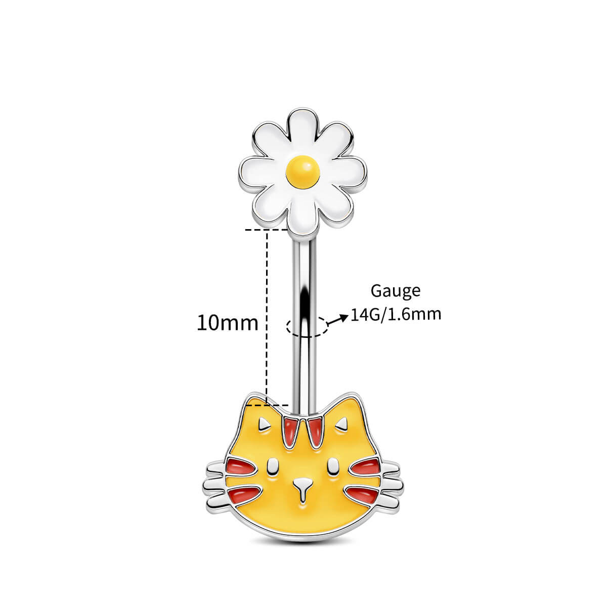 10mm cat belly button ring
