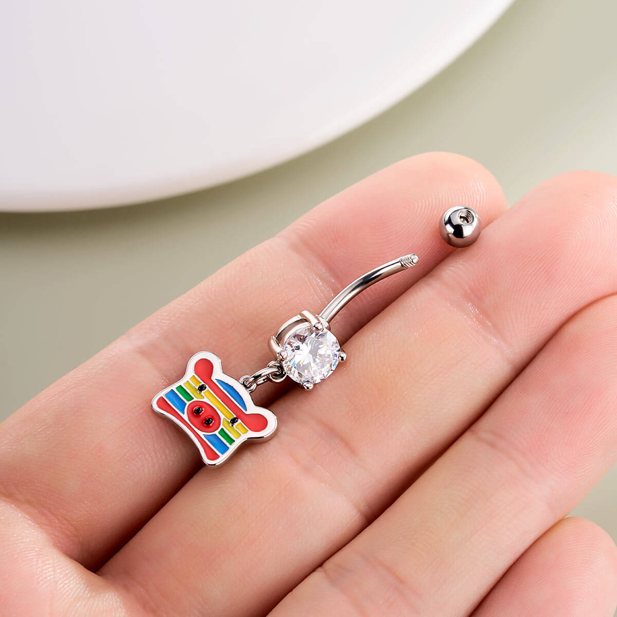 Oufer X Roly Rainbow Pig Dangle Navel Ring