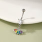 fan dangle rainbow belly button rings