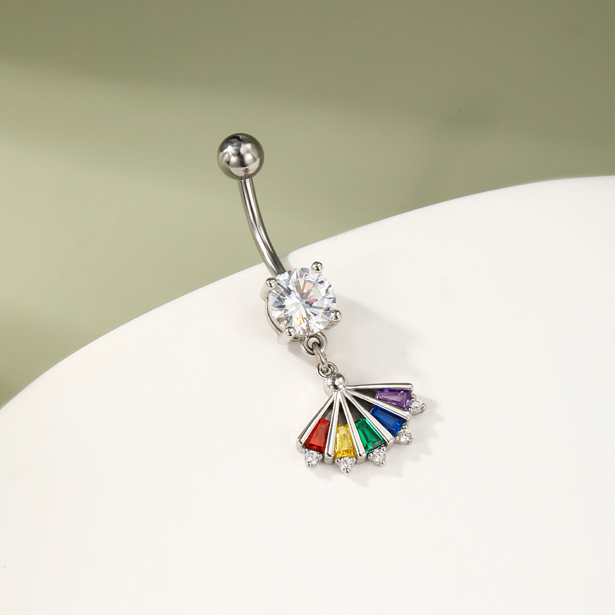 oufer rainbow belly button rings