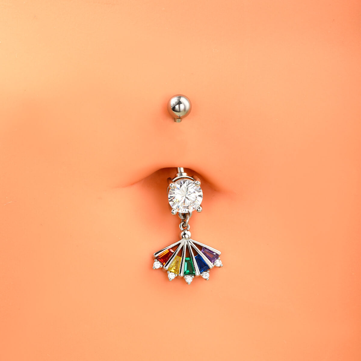 rainbow belly button piercing