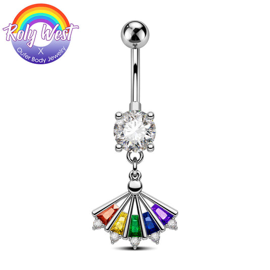 oufer rainbow belly button rings