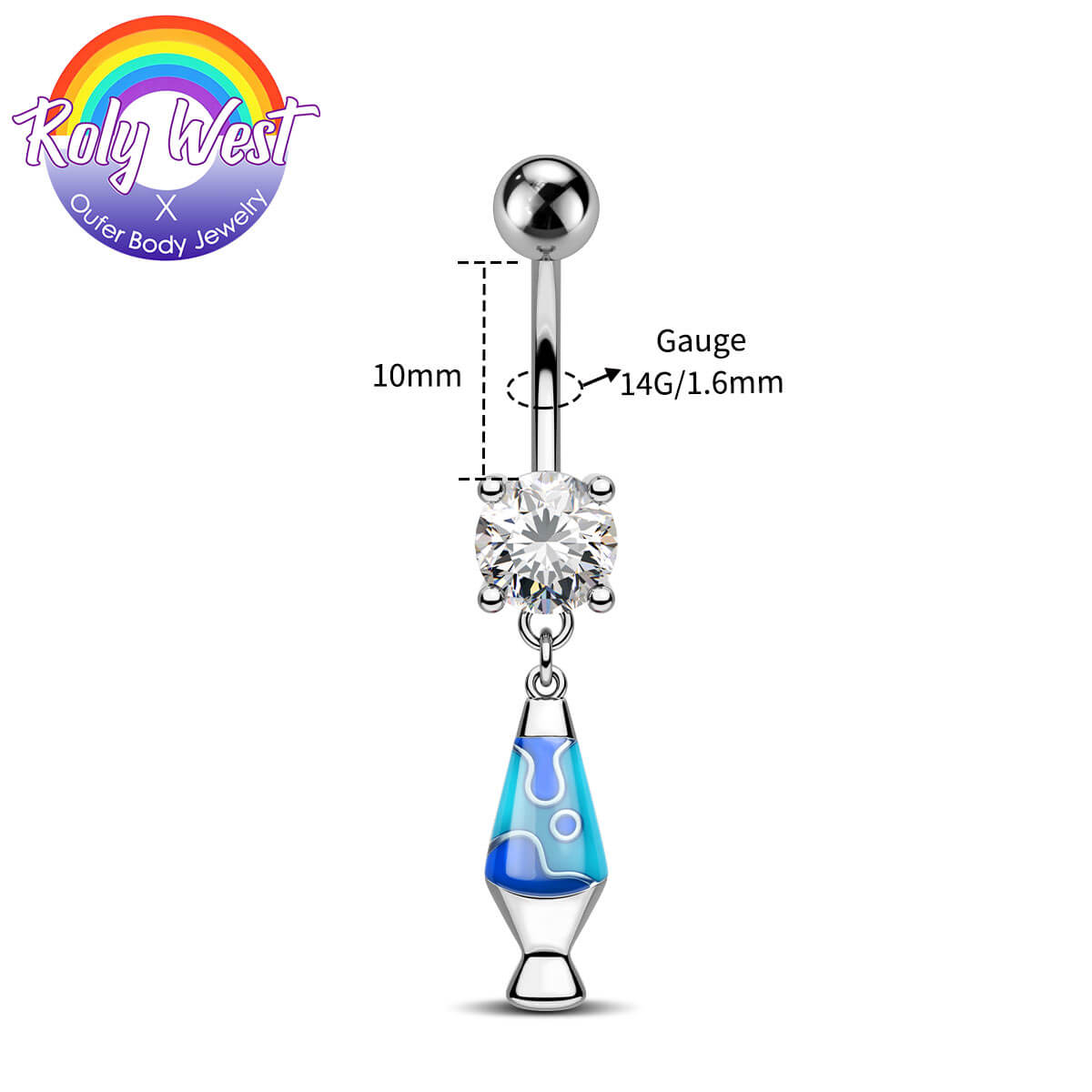 10mm lamp navel ring
