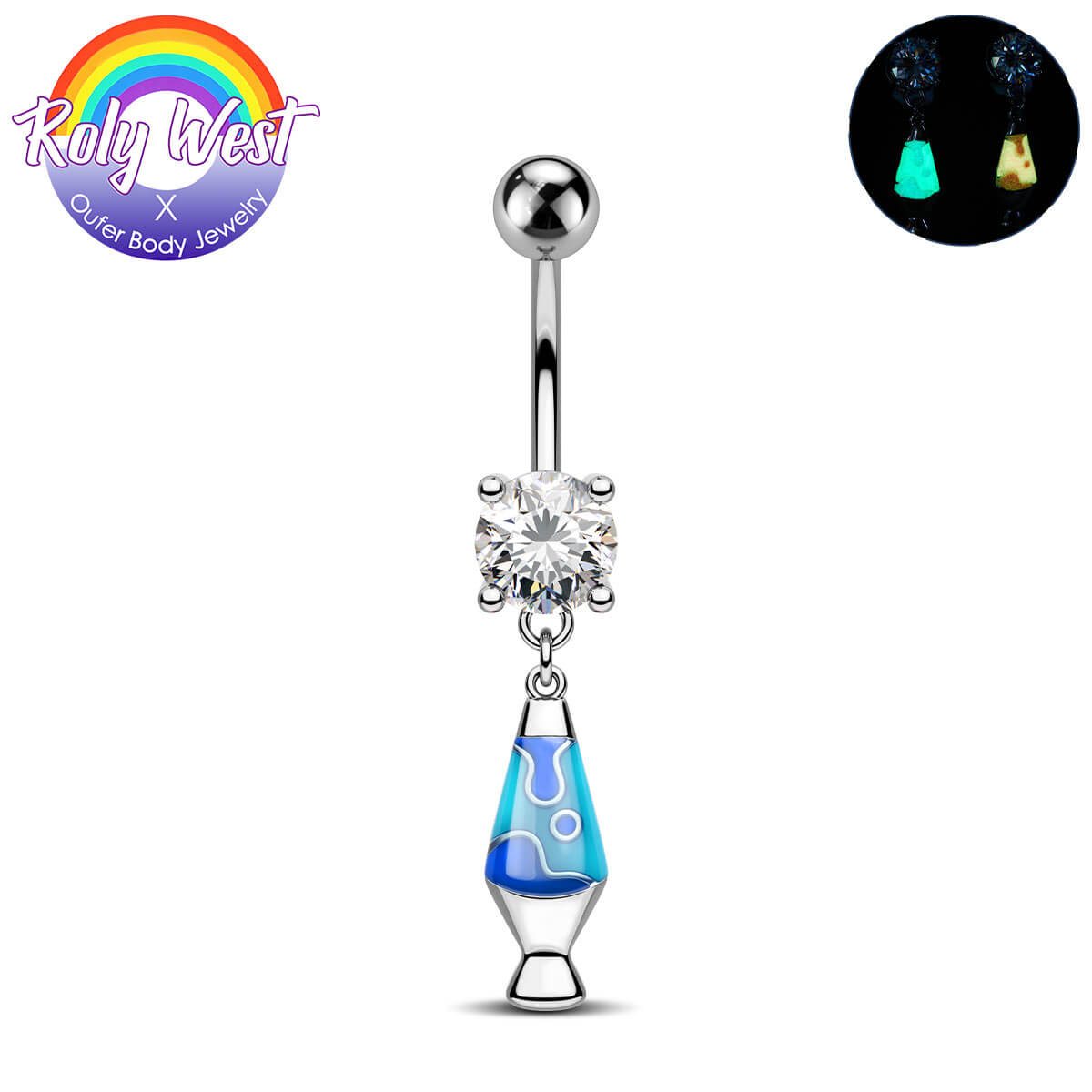 glow in the night lamp navel ring 