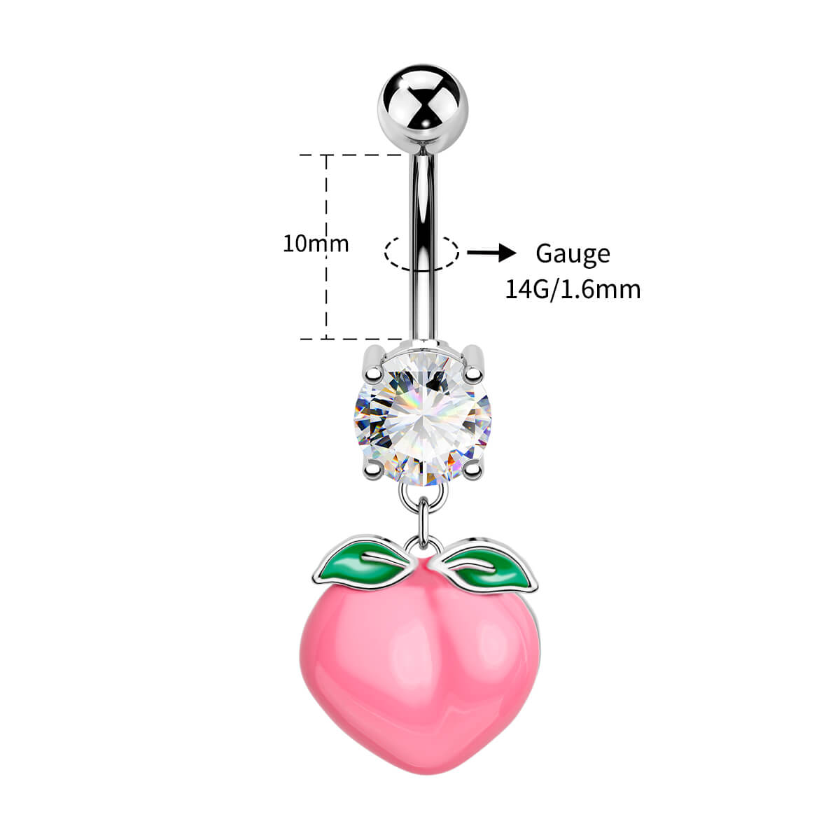 10mm pink belly button rings