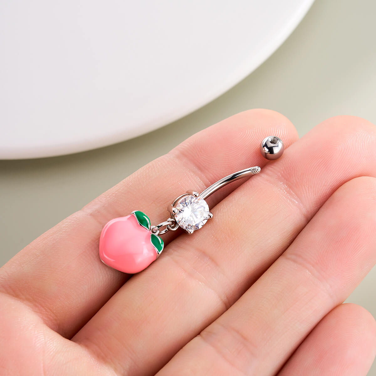 stainless steel pink belly button rings